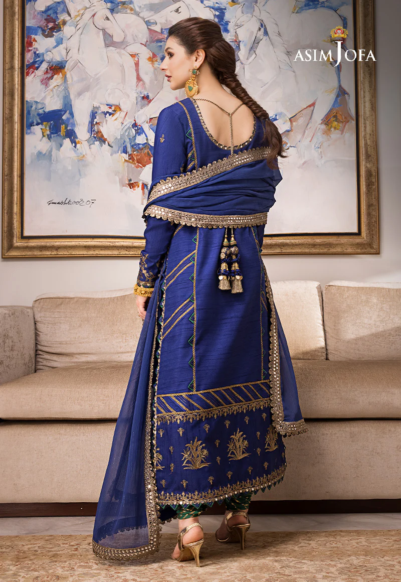 AJZS-18 EMBROIDERED INDIAN RAW SILK 3 PCS - Image 3