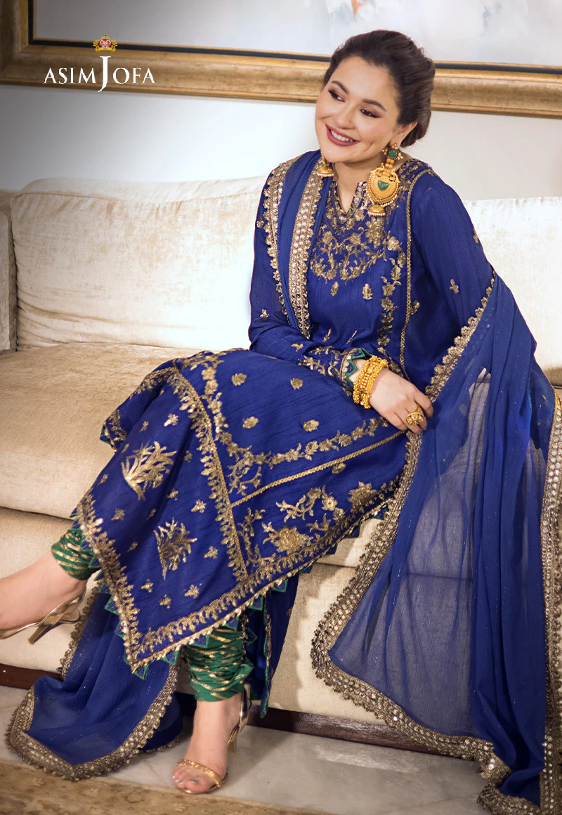AJZS-18 EMBROIDERED INDIAN RAW SILK 3 PCS - Image 4