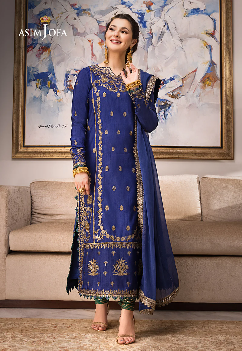 AJZS-18 EMBROIDERED INDIAN RAW SILK 3 PCS - Image 5